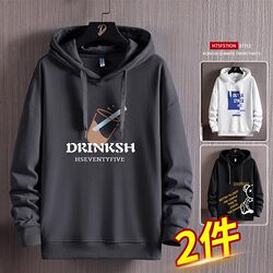 Hooded Sweatshirt for Men, 2025 Spring Trendy Brand, Chinese Style, Cool and Loose, Casual Long-Sleeve T-Shirt, Men's Top