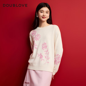 
[Rose Star Shirt] Wool jacquard sweater pullover sweater DOUBLOVE 2025 spring new style