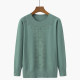 Mom's autumn new solid color large size knitted top middle-aged and elderly women's fashionable round neck diamond-set sweater

