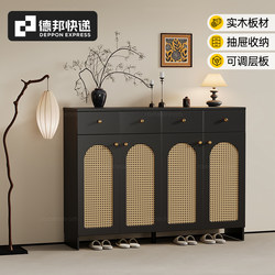 Sanmeng Solid Wood Shoe Cabinet for Home Entrance, Doorway, Foyer Storage Cabinet, Integrated Against the Wall, for Use in the Hallway, Outside the Door, and on the Corridor