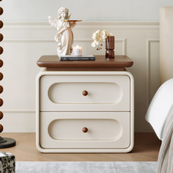 Second-Hand Bedside Table for Home Bedroom 2026 Hot-Selling Cream-Colored Light Luxury High-End Solid Wood Small Bedside Storage Cabinet