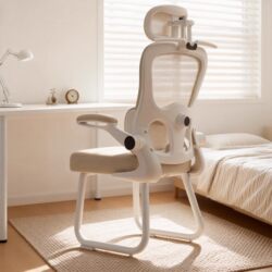 Computer Chair for Girls' Bedroom, Ergonomic Chair, Office Chair, Comfortable for Long Sitting, Bow-Shaped Backrest, Study Room Chair