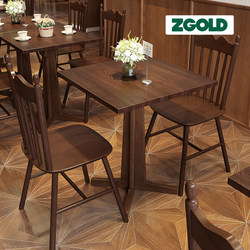 Retro Solid Wood Tables and Chairs for Restaurants, Western Restaurants, Catering, Snack Bars, Dessert Shops, Square Tables, Commercial Coffee Shop Tables and Chairs