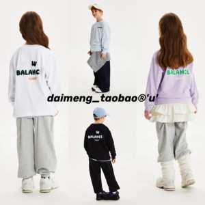 
Customized spring style 120-170 sizes for boys and girls, middle and large children, four-color round neck letters, versatile long-sleeved T-shirts for parents and children