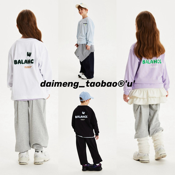 
Customized spring style 120-170 sizes for boys and girls, middle and large children, four-color round neck letters, versatile long-sleeved T-shirts for parents and children