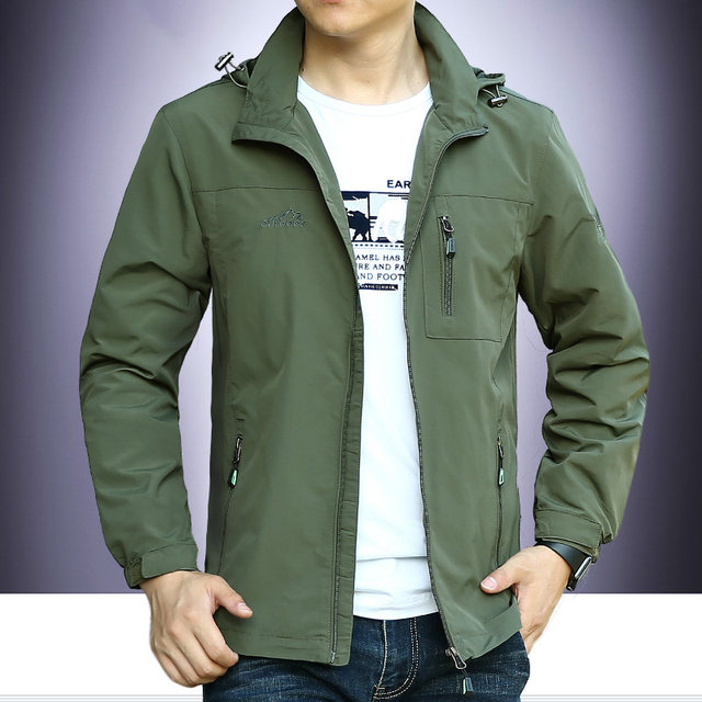 Autumn thin jacket men's outdoor leisure large size workwear breathable ...