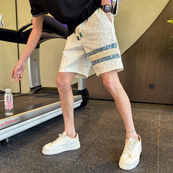 High-End Men's Casual Loose Shorts, Summer Thin Striped Mid-Length Shorts, Five-Point Shorts for Men, Suitable for Wearing Outside