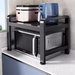 Retractable Kitchen Microwave Shelf Storage Rack Multi-Functional Household Countertop Rice Cooker Oven Storage Bracket