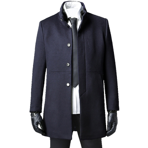 
High-end mink stand-up collar cashmere coat 2025 autumn and winter mid-length gentleman's business men's woolen coat slim fit
