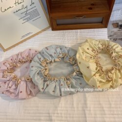 Cherry Waterproof Double-Layer Shower Cap for Women, Cute Korean Style, for Bathing, Home Use, Shower, Moisture-Proof, Kitchen, Anti-Oil Smoke, New Style