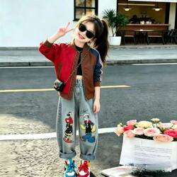 Girls' Casual Jacket Spring 2026 New Stylish Big Kids Baseball Jacket Top Girls' Spring Korean Style Jacket