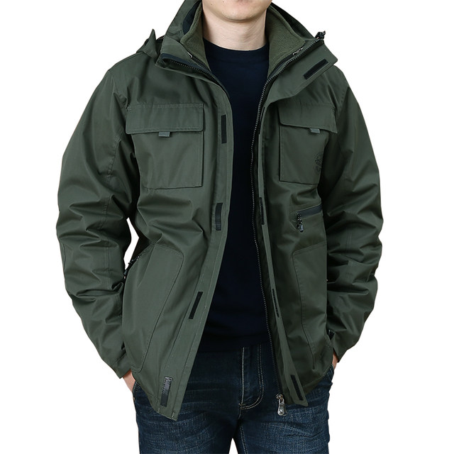 Cotton-padded jacket men's assault cotton jacket plus velvet liner two ...