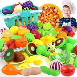Play House Fruit Cutting Toys for Children, Pretend Play Simulated Fruits and Vegetables Plastic Toys for Boys and Girls
