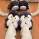 Penguin cotton slippers for women in autumn and winter indoor home thick-soled bags with plush children's cute confinement warm men's winter