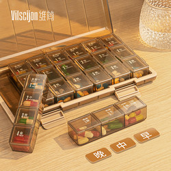 Pill Box, Medicine Dispensing Box, Portable Seven-Day-A-Week Morning, Noon and Evening Pill Dispenser, Medication Reminder for the Elderly