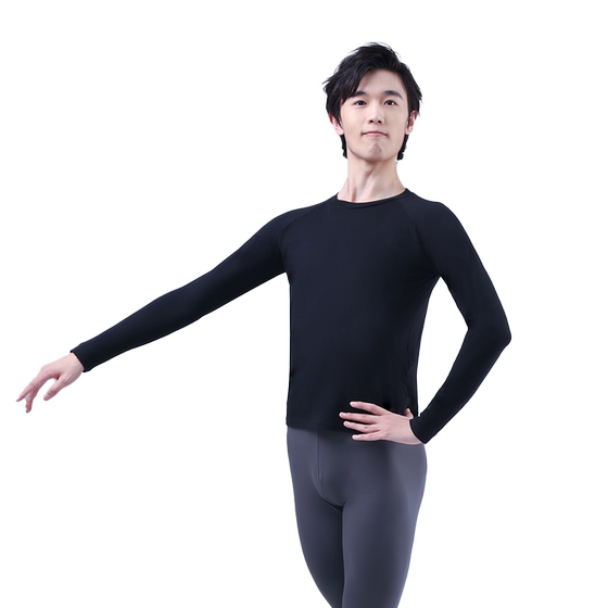 
Kashiwawu Chinese dance practice T-shirt men's sports slim round neck long-sleeved dance training top men 116102014