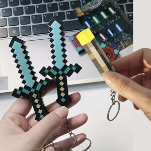 
Minecraft Torch Light Luminous Keychain MC Bow and Arrow Peripheral Luminous Diamond Sword Pendant Toy Gift