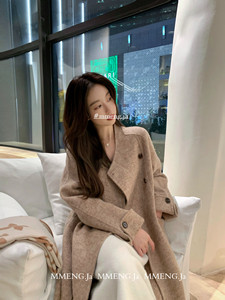 Mmengja Jinjiang female writer handmade double -sided nice coat female autumn and winter Korean long wool jacket
