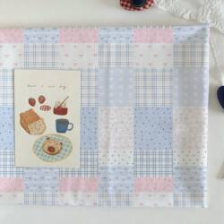 Patchwork Plaid Pink and Blue Floral Tablecloth Cute Photo Background Decoration Room Bedside Simple Tablecloth DIY Fabric