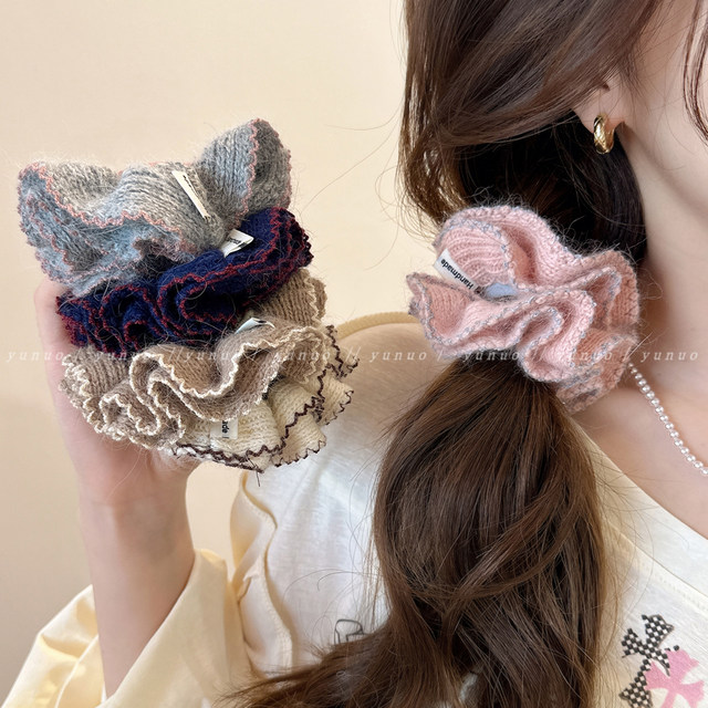 So soft and waxy to the point of foul~Autumn and winter knitted large intestine hair tie for women with ponytail head rope 2025 new high-end hair rope rubber band