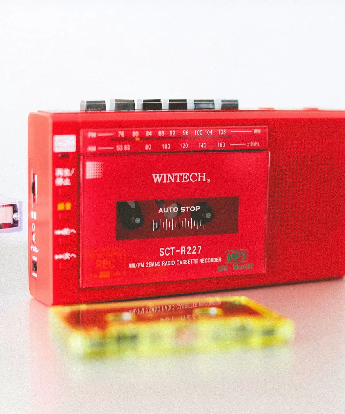 WINTECH SCT-R227單聲道收錄機MicroSD USB錄音機日本代購紅色款