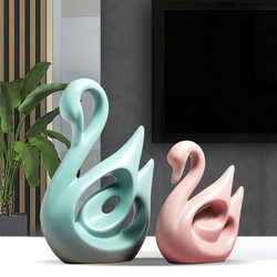 Modern Fashion Home Decoration Crafts, Gift Ornaments, Jingdezhen Ceramic Crafts, Couple Swan Figurines