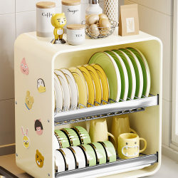 Kitchen Dish Rack Countertop Multifunctional Double-Layer Draining Bowl and Chopstick Cabinet Baby Food Supplement Storage Cabinet