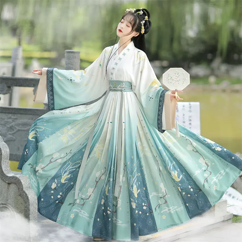 原创正品【凤倾】晋制汉服女中国风交领齐腰襦裙白菜春夏款-Taobao