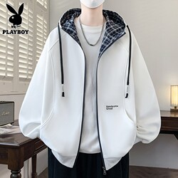 Playboy Hooded Cardigan Sweatshirt Men's 2026 Spring Trend Embroidered Loose Sports Top Jacket Men's Clothing
