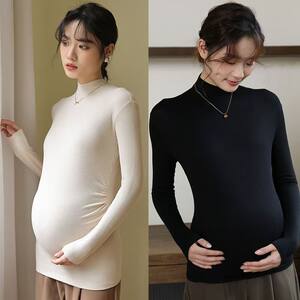 
Maternity base layer spring and autumn style stretchable pregnancy tops Modal autumn and winter German velvet outer wear maternity wear