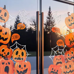 Halloween cartoon pumpkin decoration glass door stickers shopping mall store atmosphere creative layout electrostatic window stickers