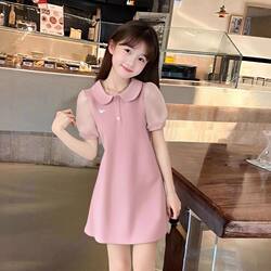 Girls' Dress, Sweet Summer New Style, Korean Style, Fashionable and Stylish, Bow Print Design, Pink Skirt, Trendy