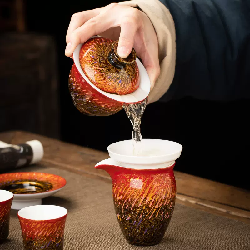 古早焼三才蓋茶碗手製柴焼カンフー茶器鉄釉薬茶碗 古早焼三才蓋茶碗手製柴焼カンフー茶器鉄釉薬茶碗