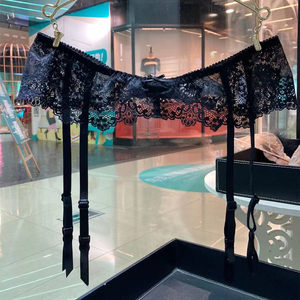 Black and white red sexy ultra -thin ladies hanging sock ribbon temptation lace hollow summer summer European and American style
