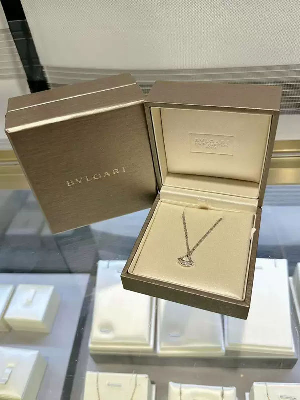 二手真品99新未使用Bvlgari 宝格丽18k白金满钻镂空扇子手链SM号-Taobao