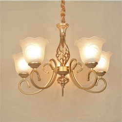 European-Style Brass-Colored Wrought Iron Chandelier for Living Room, Bedroom, Dining Room, Foyer, Simple American-Style Atmospheric Lighting, New Model 