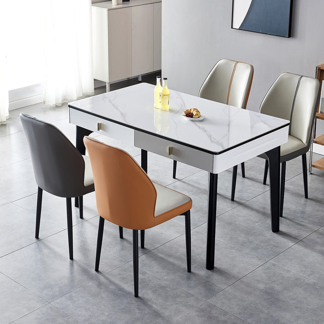 Modern simple solid wood slate dining table and chair combination with ...