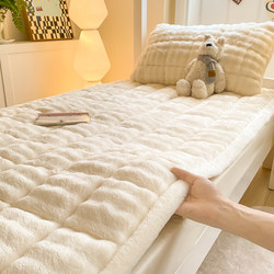 Rabbit Fur Plush Mattress Pad, Winter Warm Fleece Mattress, Soft Cushion, Milk Velvet Quilted Bed Sheet, Tatami Bed Protector