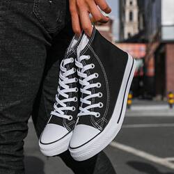 2026 Spring New High-Top Canvas Shoes for Men, Korean Style Versatile Casual Trendy Shoes, Student Cloth Shoes, High-Top Trendy Sneakers