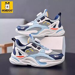 Babudou Boys' Shoes 2026 New Spring and Summer Single Mesh Shoes Breathable Children's Sports Shoes for Primary School Students and Older Children