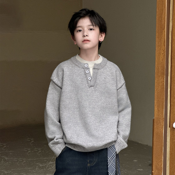Children's clothing boys winter sweaters 2026 new medium and large children autumn boys pullover children's autumn and winter sweaters trendy