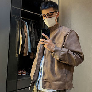 Come to autumn and winter tide brand American leisure jacket tough guys, wild motorcycle clothing retro leather jacket
