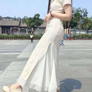 Lace lace Hanfu Masao Mali Noodle Line Line Skirt Anti -Lie Lining Skirt Half Skirt with a white bottoming skirt