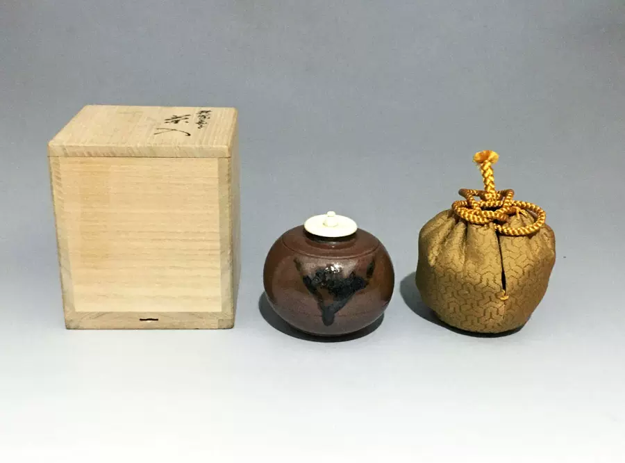 日本茶道具江户时代古作濑户瓢箪葫芦形茶入-Taobao