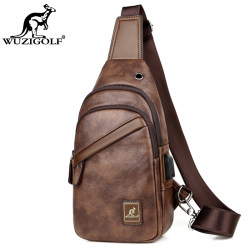 Bin'Ao Kangaroo Double-Layer Men's Chest Bag, Men's Fashion Casual Shoulder Bag, Crossbody Bag, Korean Style Small Chest Backpack, Trendy