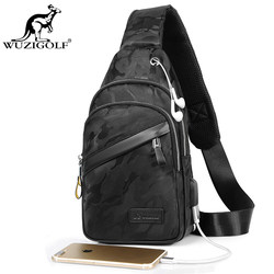 Bin'Ao Kangaroo Men's Chest Bag Casual Crossbody Bag Oxford Cloth Fashion Small Backpack Chest Shoulder Bag Korean Style Men's Bag