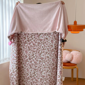 
ins girl heart cute pink leopard print rabbit rabbit velvet blanket lunch blanket cover blanket autumn and winter bedroom sofa leisure blanket blanket