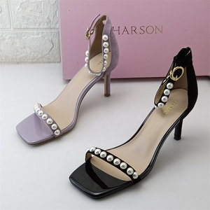 
Hasson brand women's shoes genuine cabinet removal and disconnection of summer genuine leather fashion sandals sheep reverse velvet leather stiletto heels