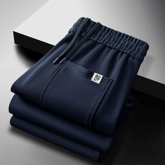 
2026 spring and autumn new windproof 50 cotton heavyweight sweatpants casual middle-aged and elderly versatile elastic waist straight sports trousers