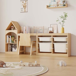 Toy Storage Cabinet Solid Wood Ins Montessori Kidsren's Room Decoration Kidsren's Bookshelf Picture Book Shelf Baby Toy Storage Rack